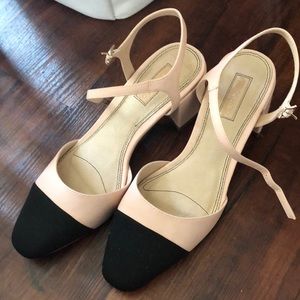 Topshop Chanel Bi Color Pink Black Block Heel Shoe